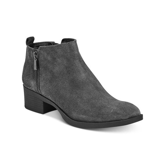 KENNETH COLE NEW YORK Womens Gray Dara Almond Toe Block Heel Leather Booties 7 M